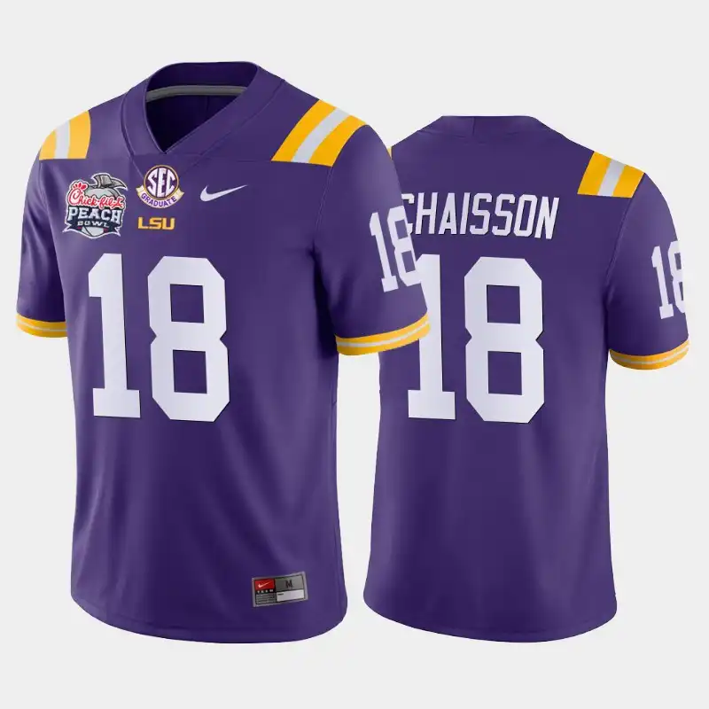 Men's LSU Tigers Chaisson K'Lavon #18 2019-20 Purple Peach Bowl Champions Away NCAA Football Jersey